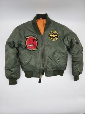 Rothco Olive Green Kids Bomber Jacket with Orange Lining